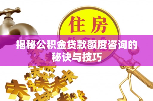 莲都揭秘公积金贷款额度咨询的秘诀与技巧